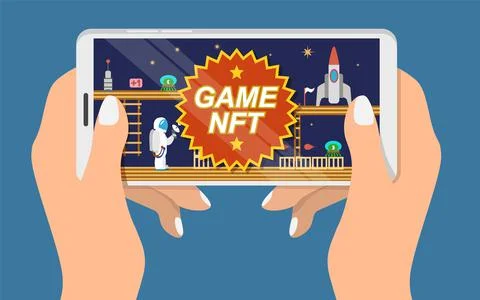 Crypto game nft token vector blockchain technology Stock Illustration