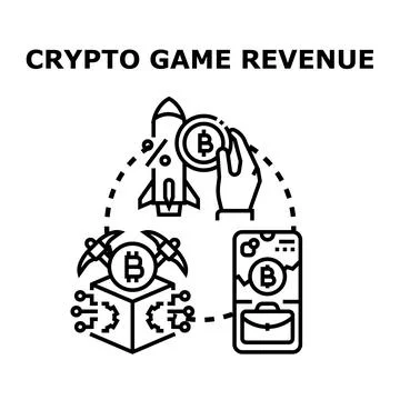 Crypto game revenue generating ecosystem and blockchain technology Stock Illustration