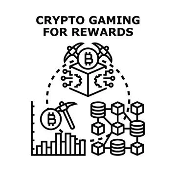Crypto gaming earning rewards through blockchain technology Stock Illustration