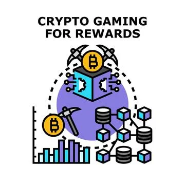 Crypto gaming earning rewards through blockchain technology Stock Illustration