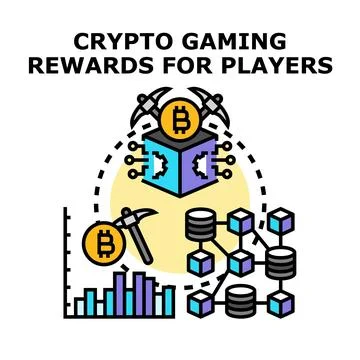 Crypto gaming rewards for digital player earnings Stock Illustration