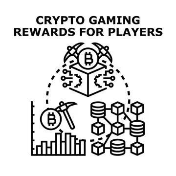 Crypto gaming rewards for digital player earnings Stock Illustration