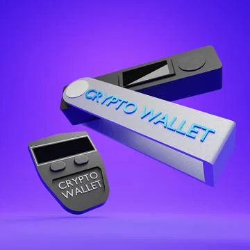 Crypto hardware wallet with coins 3d render illustration. Stock Illustration