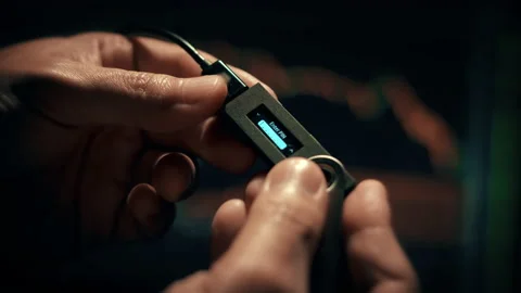 Crypto Hardware Wallet Plugged In Video stock 156408141