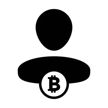 Crypto icon vector bitcoin digital currency symbol with male person profile Stock Illustration