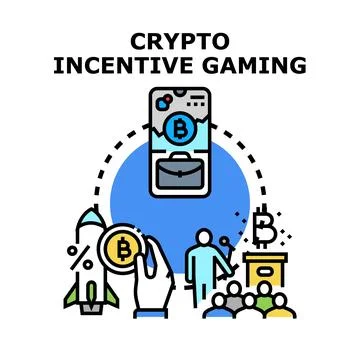 Crypto incentive gaming and blockchain technology concept Stock Illustration