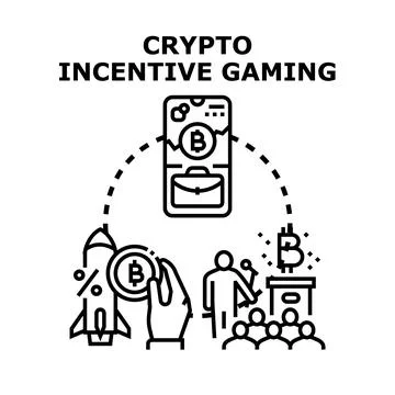 Crypto incentive gaming and blockchain technology concept Stock Illustration