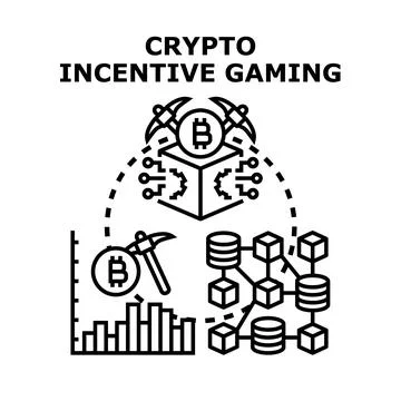 Crypto incentive gaming concept illustration earning digital currency Stock Illustration