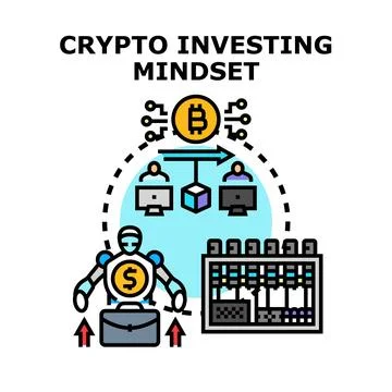 Crypto investing mindset concept developing finance strategy Stock Illustration