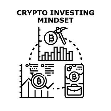 Crypto investing mindset developing financial market strategy Stock Illustration