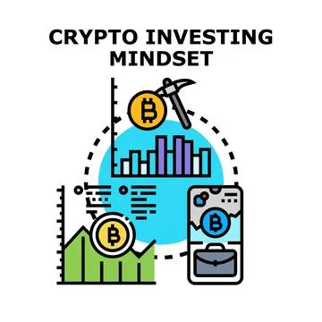 Crypto investing mindset developing financial market strategy Stock Illustration