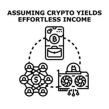 Crypto investment assumptions, risks, and digital income concept Stock Illustration
