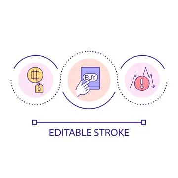 Crypto investment risks loop concept icon Illustration