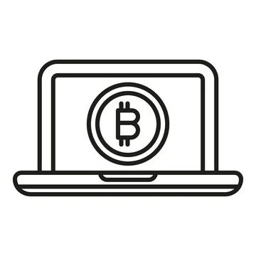 Crypto laptop icon outline vector. Bitcoin money イラスト素材