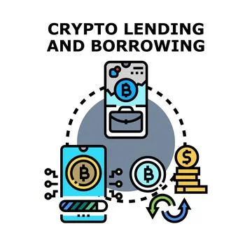 Crypto lending and borrowing concept with digital financial transaction Stock Illustration