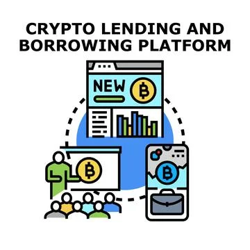 Crypto lending and borrowing platform concept illustration Stock Illustration