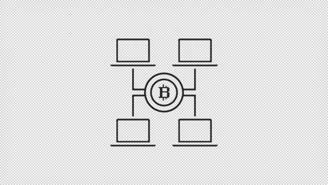 Crypto line icon animation 2d alpha channel green screen transparent background Stock Footage 241389443