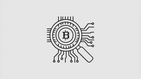 Crypto line icon animation 2d alpha channel green screen transparent background Stock Footage 241389753