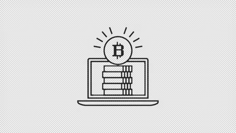 Crypto line icon animation 2d alpha channel green screen transparent background Stock Footage 241391514