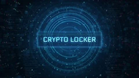 Crypto locker computer technology concept with HUD futuristic glitch background Stock Footage 197016233