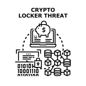 Crypto locker threat protecting digital money data 库存插图