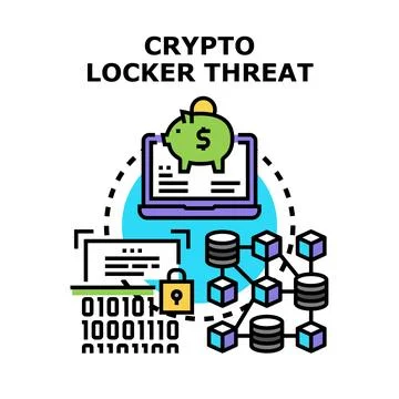 Crypto locker threat protecting digital money data Stock Illustration