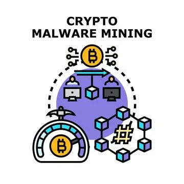 Crypto malware mining vector concept illustration Ilustración de archivo