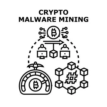 Crypto malware mining vector concept illustration 스톡 일러스트