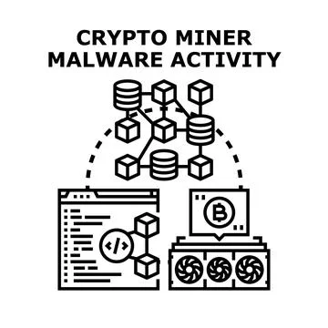Crypto miner malware activity cyber attack concept Stock-Illustration