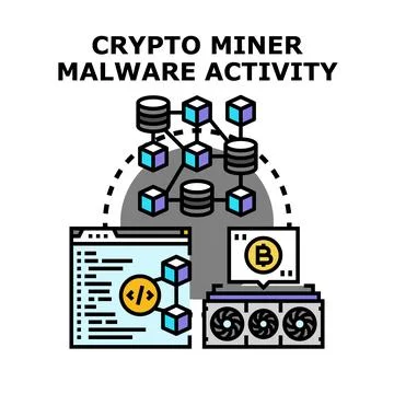 Crypto miner malware activity cyber attack concept Illustrazione stock