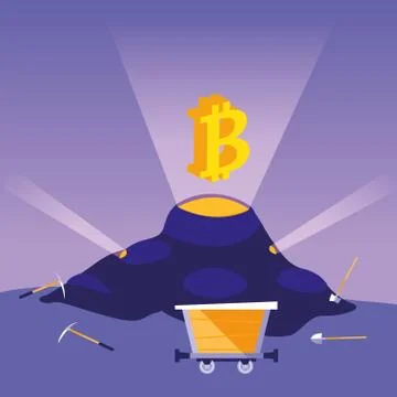 Crypto mining bitcoin icons Stock Illustration