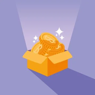 Crypto mining bitcoin icons Stock Illustration