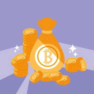 Crypto mining bitcoin icons Stock Illustration