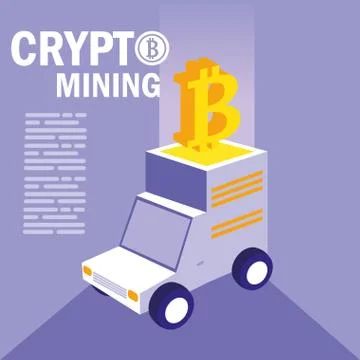 Crypto mining bitcoin icons Stock Illustration