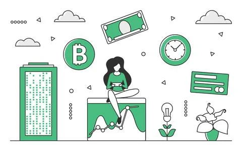 Crypto mining business Stock Illustration