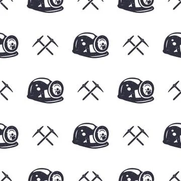 Crypto Mining concept seamless pattern, pickaxe and bitcoin wallpaper, crypto Stock Illustration