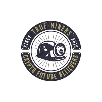 Crypto mining emblem. Crypto currency label and concept. Digital assets logo Illustrazione stock