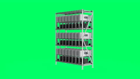 Crypto mining farm with graphic card or gpu rack Stock Footage 168118088