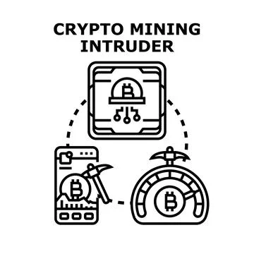 Crypto mining intruder accessing digital virtual currency Stock Illustration