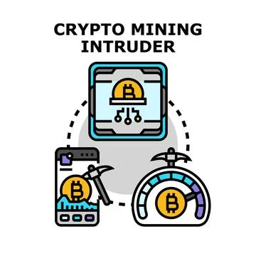 Crypto mining intruder accessing digital virtual currency Stock Illustration