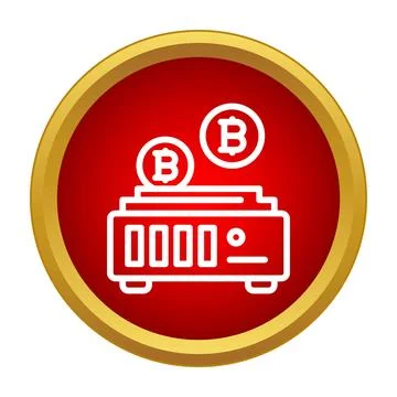 Crypto mining machine generating digital currency bitcoin Illustrazione stock