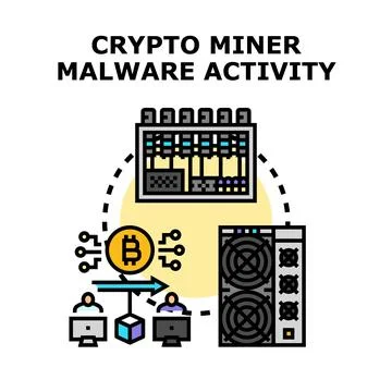 Crypto mining malware activity concept vector illustration 스톡 일러스트