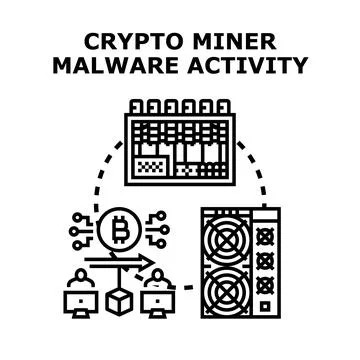 Crypto mining malware activity concept vector illustration Stock Illustration