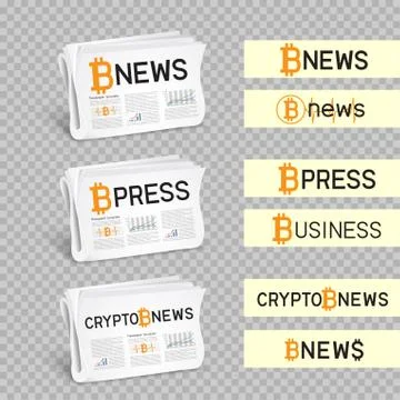 Crypto newspapers set transparent Stock Illustration