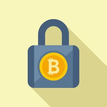 Crypto padlock icon flat vector. Bitcoin money Illustrazione stock