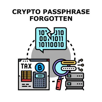 Crypto passphrase forgotten digital wallet access data Stock Illustration
