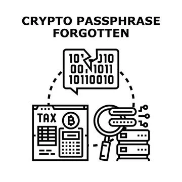 Crypto passphrase forgotten digital wallet access data イラスト素材
