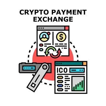 Crypto payment exchange digital transaction process Stock Illustration