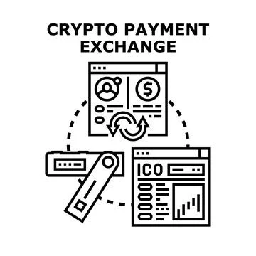 Crypto payment exchange digital transaction process Stock Illustration