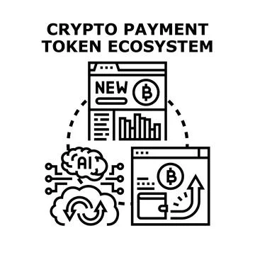 Crypto payment token ecosystem developing finance technology Stock Illustration